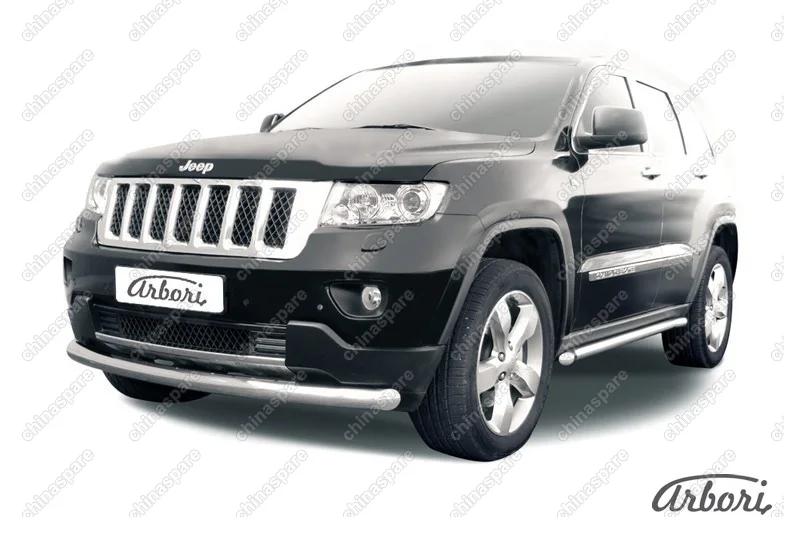 AFZDAJGCH02 Защита переднего бампера d76 радиусная  Arbori нерж. сталь для JEEP Grand Cherokee 2011-2013