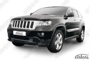 AFZDAJGCH03B Защита переднего бампера d57+d57 двойная радиусная Arbori черн. для JEEP Grand Cherokee 2011-2013
