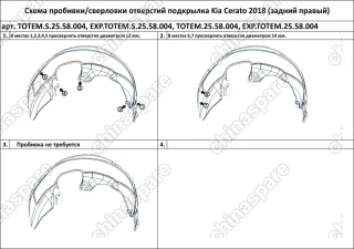 TOTEMS2558004 Подкрылок с шумоизоляцией KIA Cerato, 2018-> (задний правый)
