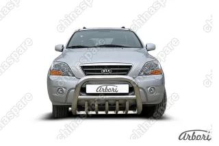 AFZDAKSR01 Кенгурятник d76 низкий с защитой картера Arbori нерж. сталь для Kia SORENTO 2006-2011