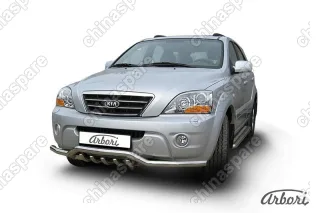AFZDAKSR05 Защита переднего бампера d57 с защитой картера Arbori нерж. сталь для Kia SORENTO 2006-2011