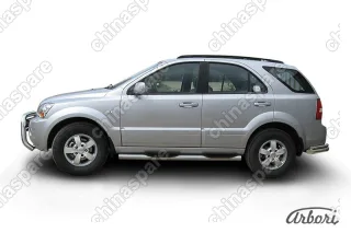 AFZDAKSR08 Защита порогов d76 с проступями Arbori нерж. сталь для Kia SORENTO 2006-2011