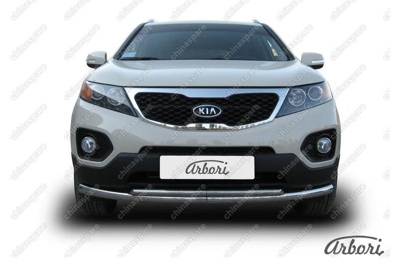 AFZDAKS1003 Защита переднего бампера d57+d42 радиусная Arbori нерж. сталь для Kia SORENTO 2010-2012