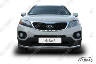 AFZDAKS1003 Защита переднего бампера d57+d42 радиусная Arbori нерж. сталь для Kia SORENTO 2010-2012
