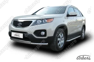 AFZDAKS1003 Защита переднего бампера d57+d42 радиусная Arbori нерж. сталь для Kia SORENTO 2010-2012