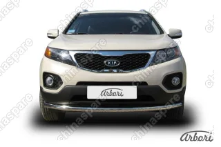 AFZDAKS1004 Защита переднего бампера d57 радиусная Arbori нерж. сталь для Kia SORENTO 2010-2012