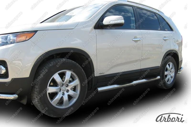 AFZDAKS1006 Защита порогов d76 с проступями Arbori нерж. сталь для Kia SORENTO 2010-2012