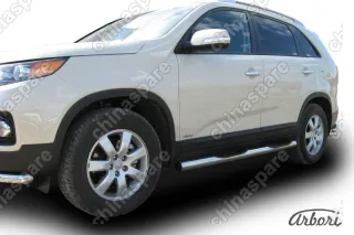 AFZDAKS1006 Защита порогов d76 с проступями Arbori нерж. сталь для Kia SORENTO 2010-2012
