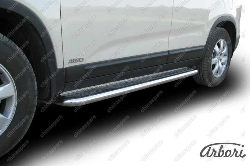 AFZDAKS1008 Защита порогов d57 с листом Arbori нерж. сталь для Kia SORENTO 2010-2012