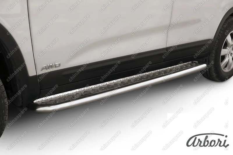 AFZDAKS1009 Защита порогов d42 с листом Arbori нерж. сталь для Kia SORENTO 2010-2012