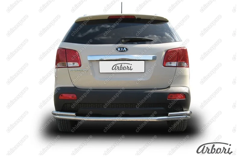 AFZDAKS1010 Защита заднего бампера  d57+d42 длинная Arbori нерж. сталь для Kia SORENTO 2010-2012