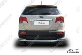 AFZDAKS1010 Защита заднего бампера  d57+d42 длинная Arbori нерж. сталь для Kia SORENTO 2010-2012