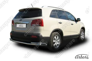 AFZDAKS1010 Защита заднего бампера  d57+d42 длинная Arbori нерж. сталь для Kia SORENTO 2010-2012