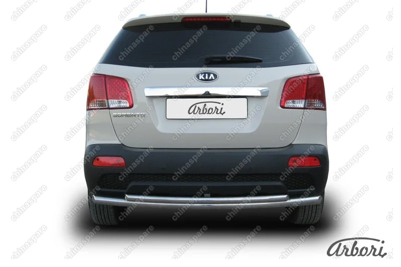 AFZDAKS1012 Защита заднего бампера  d57+d42 радиусная Arbori нерж. сталь для Kia SORENTO 2010-2012