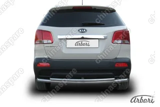 AFZDAKS1012 Защита заднего бампера  d57+d42 радиусная Arbori нерж. сталь для Kia SORENTO 2010-2012