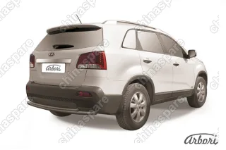 AFZDAKS1012B Защита заднего бампера  d57+d42 радиусная Arbori черн. для Kia SORENTO 2010-2012