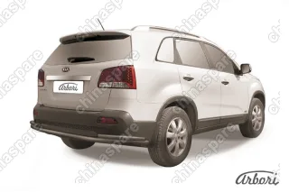 AFZDAKS110B Защита заднего бампера  d57+d42 длинная Arbori черн. для Kia SORENTO 2010-2012