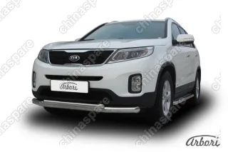 AFZDAKS1301 Защита переднего бампера d76+d57 двойная Arbori нерж. сталь для KIA Sorento 2013-нв