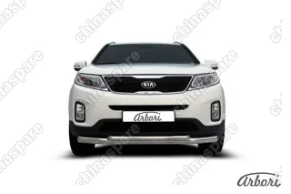 AFZDAKS1301 Защита переднего бампера d76+d57 двойная Arbori нерж. сталь для KIA Sorento 2013-нв