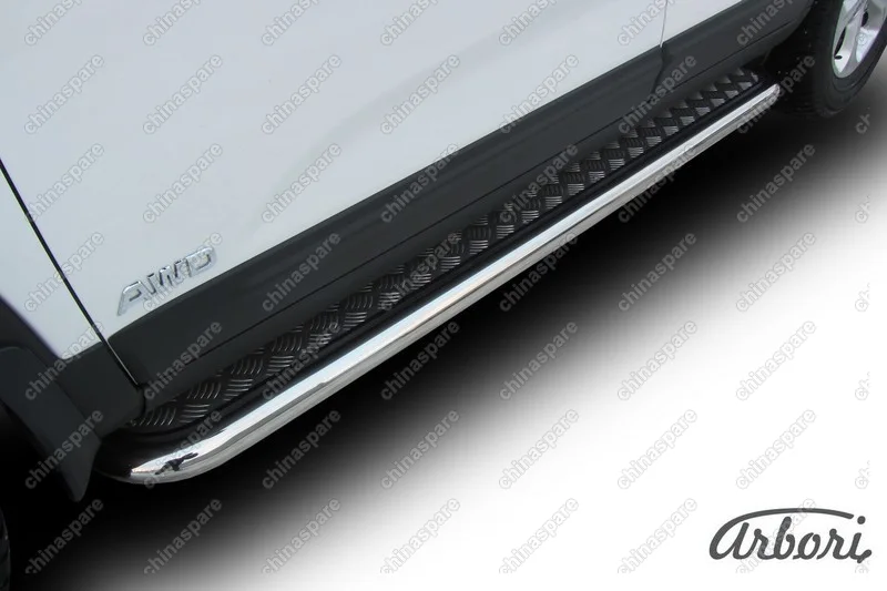 AFZDAKS1308 Защита порогов d57 с листом усиленная Arbori нерж. сталь для KIA Sorento 2013-нв