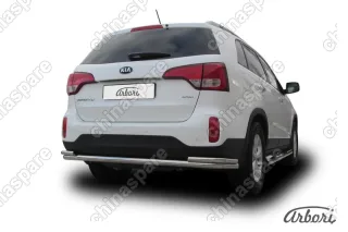 AFZDAKS1311 Защита заднего бампера d57+d42 двойная Arbori нерж. сталь для KIA Sorento 2013-нв