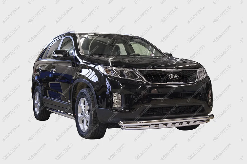 KSOR451638 Защита переднего бампера с декоративными элементами d60/60 двойная, Kia Sorento 2013-