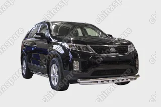 KSOR451638 Защита переднего бампера с декоративными элементами d60/60 двойная, Kia Sorento 2013-