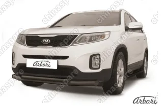 AFZDAKS1301B Защита переднего бампера d76+d57 двойная Arbori черн. для KIA Sorento 2013-нв