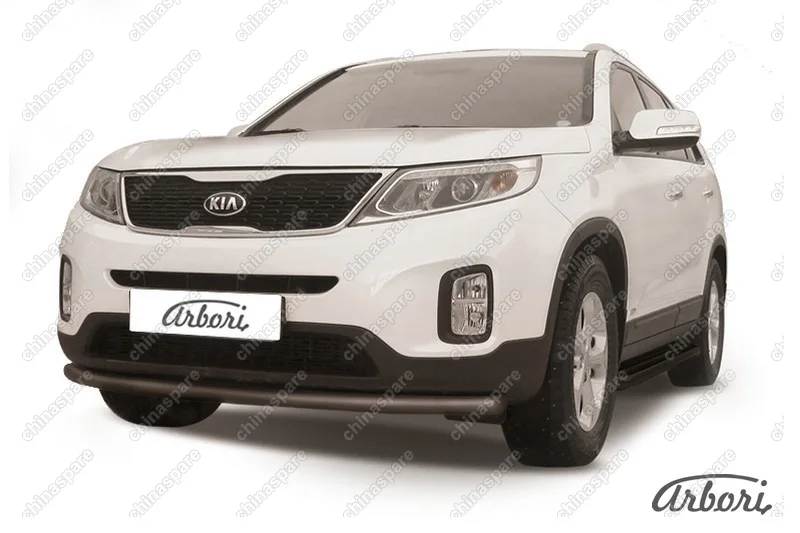 AFZDAKS1304B Защита переднего бампера d57 радиусная Arbori черн. для KIA Sorento 2013-нв