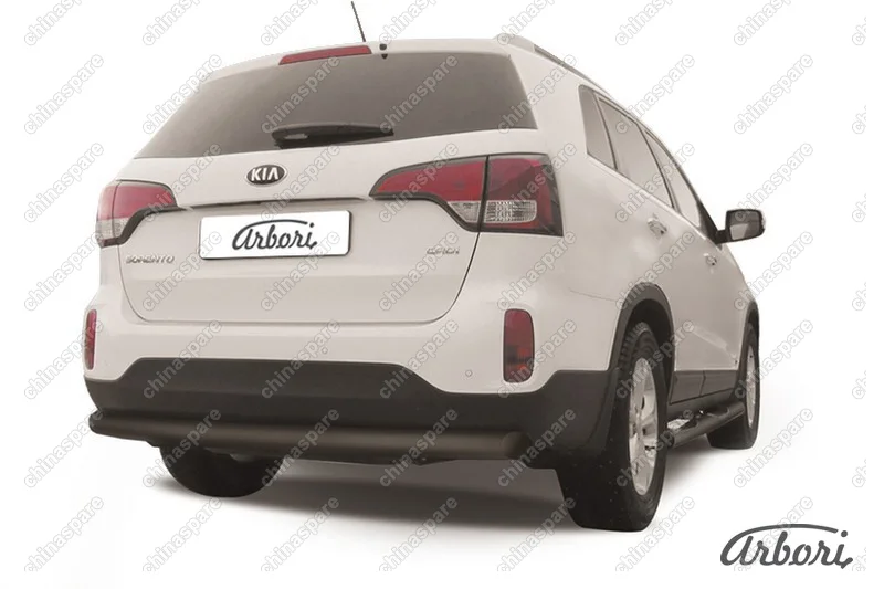 AFZDAKS1309B Защита заднего бампера d76 радиусная Arbori черн. для KIA Sorento 2013-нв