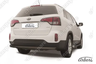 AFZDAKS1309B Защита заднего бампера d76 радиусная Arbori черн. для KIA Sorento 2013-нв
