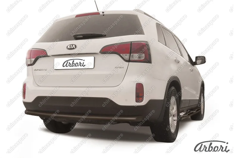 AFZDAKS1310B Защита заднего бампера d57 радиусная Arbori черн. для KIA Sorento 2013-нв