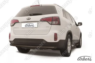 AFZDAKS1310B Защита заднего бампера d57 радиусная Arbori черн. для KIA Sorento 2013-нв