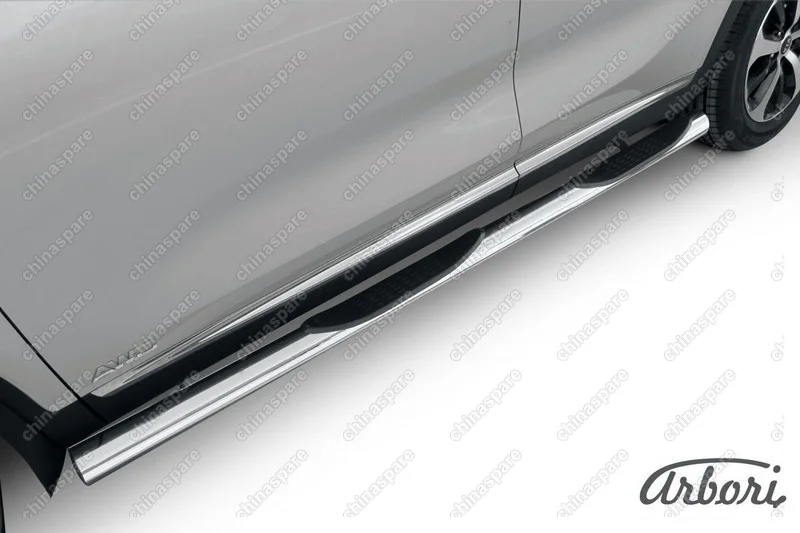 AFZDAKS1506 Защита порогов d76 с проступями Arbori нерж. сталь для KIA Sorento Prime 2015-2018