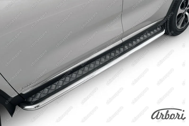 AFZDAKS1507 Защита порогов d57 с листом усиленная Arbori нерж. сталь для KIA Sorento Prime 2015-2018