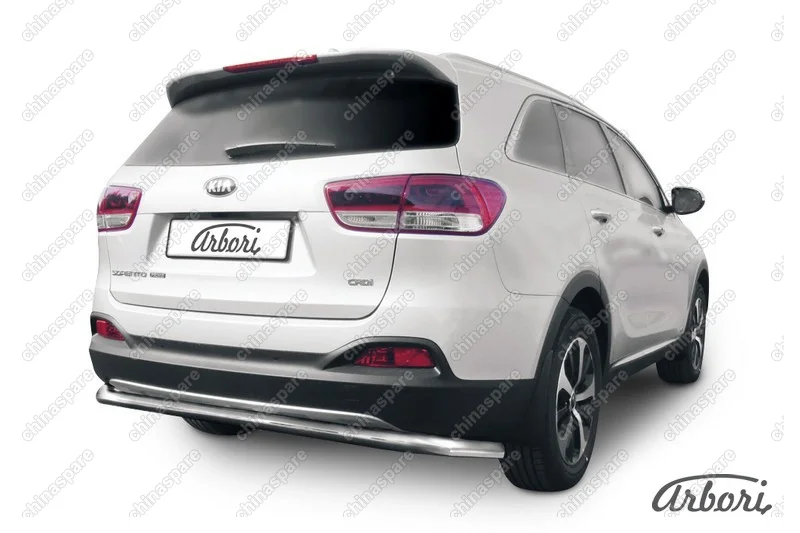 AFZDAKS1511 Защита заднего бампера d57 длинная Arbori нерж. сталь для KIA Sorento Prime 2015-2018