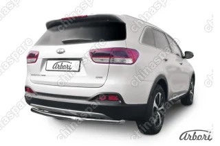 AFZDAKS1513 Защита заднего бампера d57 радиусная  Arbori нерж. сталь для KIA Sorento Prime 2015-2018