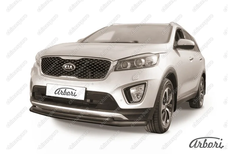 AFZDAKS1502B Защита переднего бампера d57+d42 двойная Arbori черн. для KIA Sorento Prime 2015-2018