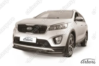 AFZDAKS1502B Защита переднего бампера d57+d42 двойная Arbori черн. для KIA Sorento Prime 2015-2018