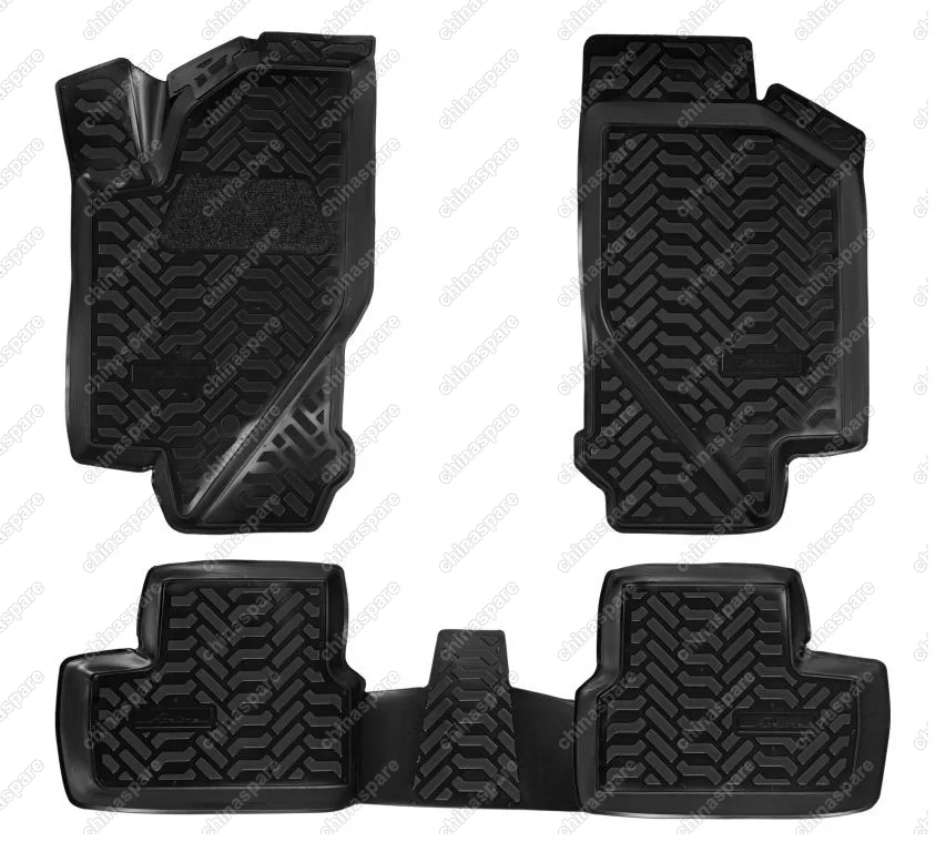 Ковры в салон (3D с подпятником) Lada Kalina (2004-, 2013-) компл. 4 шт., высокий борт, полимерные, черные