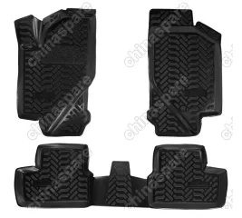 Ковры в салон (3D с подпятником) Lada Kalina (2004-, 2013-) компл. 4 шт., высокий борт, полимерные, черные