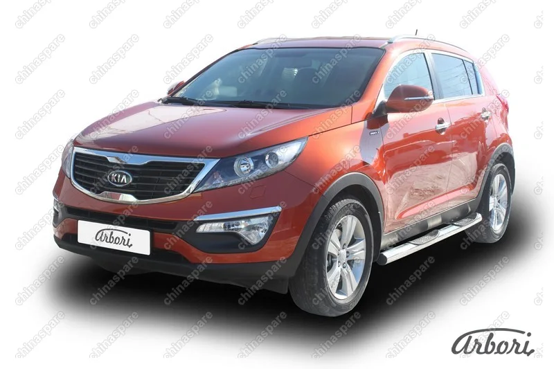 AFZDAKSP01008 Защита штатных порогов Arbori d76 с проступями KIA SPORTAGE 2010-