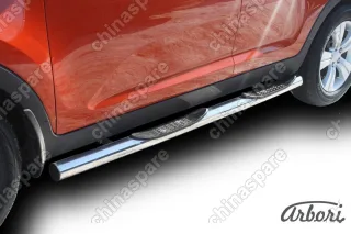 AFZDAKSP01008 Защита штатных порогов Arbori d76 с проступями KIA SPORTAGE 2010-