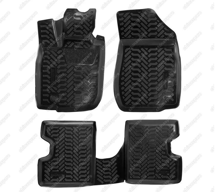 Ковры в салон (3D с подпятником) (без 3-го ряда) Lada Largus (2012-) компл. 4 шт., (крепеж), высокий борт, полимерные, черные