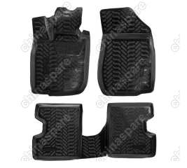 Ковры в салон (3D с подпятником) (без 3-го ряда) Lada Largus (2012-) компл. 4 шт., (крепеж), высокий борт, полимерные, черные