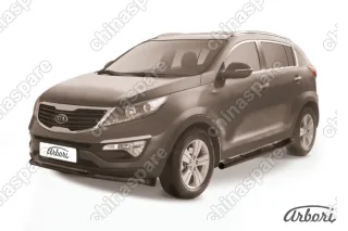 AFZDAKSP104B Защита переднего бампера d57+d42  Arbori черн. для Kia SPORTAGE 2010-2016