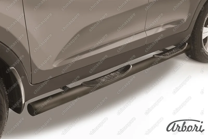 AFZDAKSP108B Защита порогов d76 с проступями Arbori черн. для Kia SPORTAGE 2010-2016