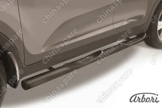 AFZDAKSP108B Защита порогов d76 с проступями Arbori черн. для Kia SPORTAGE 2010-2016