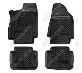 Ковры в салон (3D с подпятником) ВАЗ Нива (3 дв.) (Lada 4x4) компл. 4 шт., высокий борт, полимерные, черные