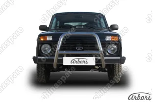 AFZDANIV01 Кенгурятник d57 высокий Arbori нерж. сталь для LADA 4х4 3дв. 1977-нв